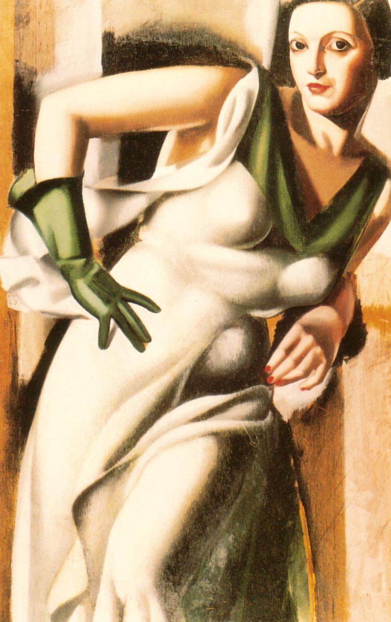 Frau mit grünem Handschuh 1928 zeitgenössische Tamara de Lempicka Ölgemälde